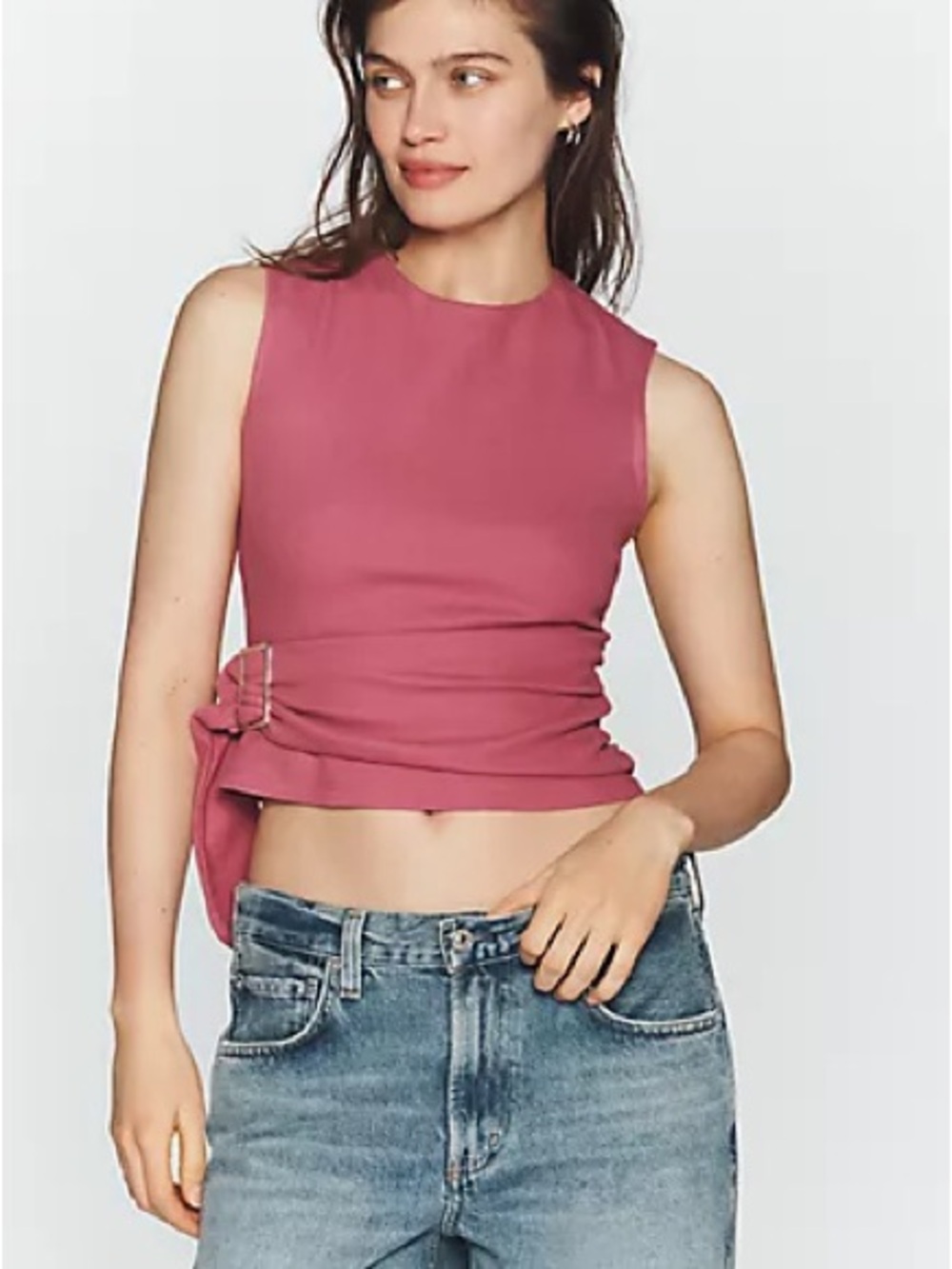 Anthropologie Maeve Sleeveless Dusty Rose Side-Tie Crop Tank Top